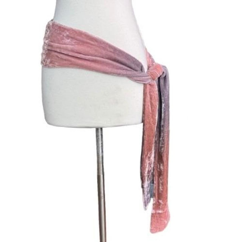 Peach and mauve, ombre velvet tie belt/scarf fairy core, whimsy goth boho